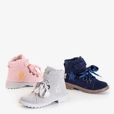 Jasnoróżowe damskie workery z ozdobami Misaki - Obuwie