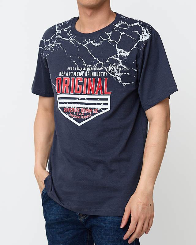 Мужская темно-серая футболка с принтом - Одежда