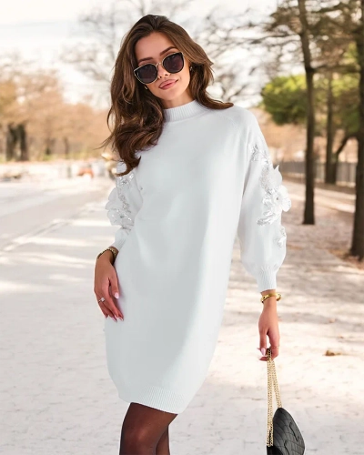 Женское мини-платье-свитер Royalfashion с декоративными рукавами