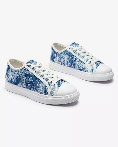 Mėlynai balti moteriški teniso bateliai su raštu Denoll- Footwear