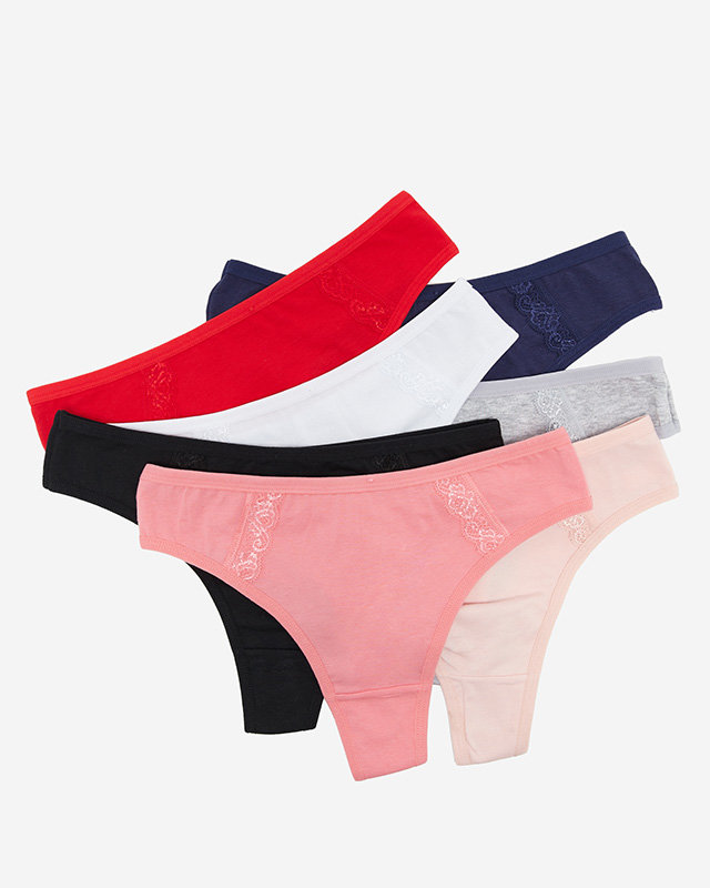 Moteriškų medvilninių kelnaičių komplektas su nėriniais 7 / pak. - Apatiniai