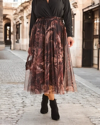 Karališkoji mada Moteriškas dviejų sluoksnių mados sijonas