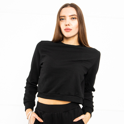 Черный женский укороченный свитшот