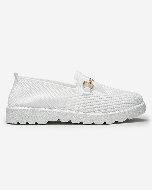 Balti moteriški sportbačiai su aukso puošmena Enelida - Avalynė