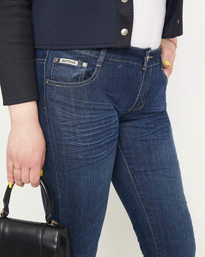 Moteriški tiesūs tamsiai mėlynos spalvos džinsai PLIUS DYDIS - Drabužiai