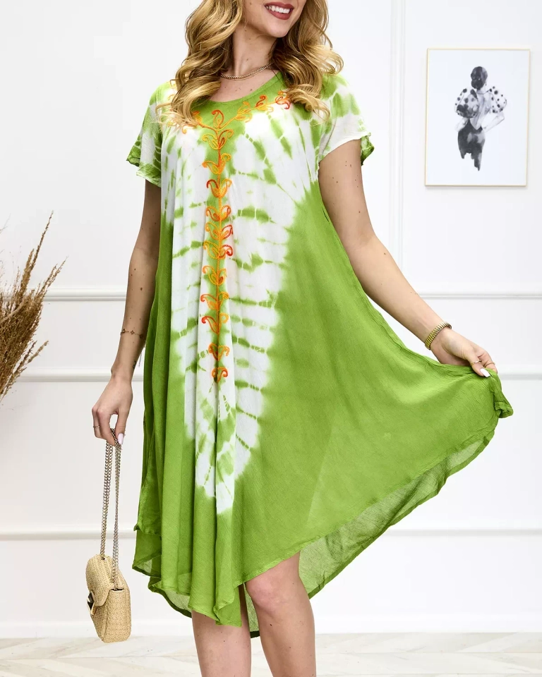 Зелено-белая женская пляжная юбка с принтом - Одежда