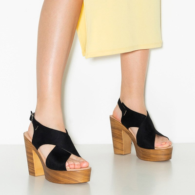 Черные женские босоножки на высоком каблуке Inga