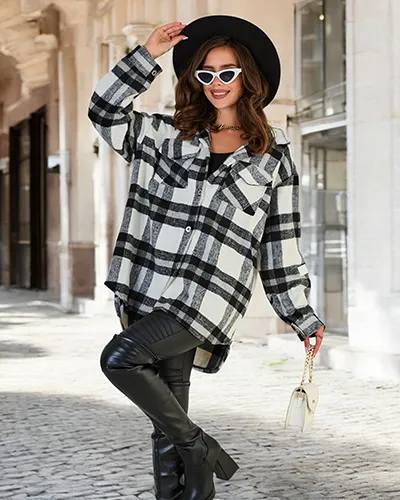 "Royalfashion" moteriškas medvilninis marškinių tipo paltas