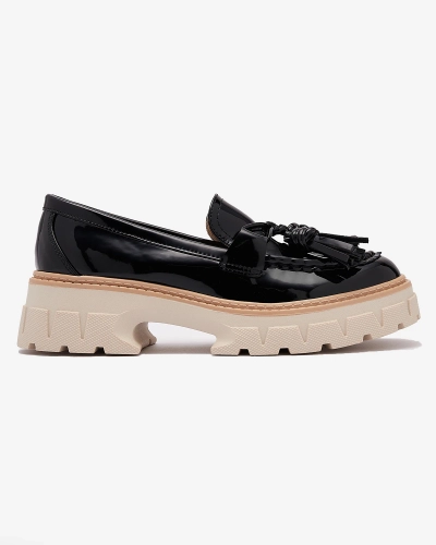 Черные лакированные женские мокасины с кисточками Kaipo- Footwear