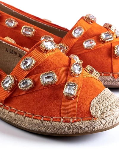 Oranžinės moteriškos espadrilės su „Wamba“ kristalais - Avalynė