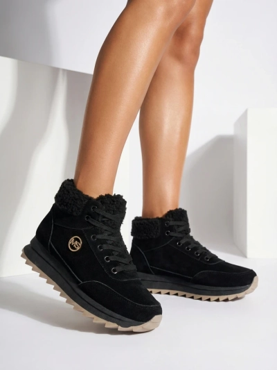 "Royalfashion" juodi moteriški apšiltinti sportiniai bateliai "Cerrto"