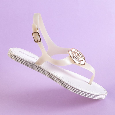 Белые женские босоножки с украшением Porto