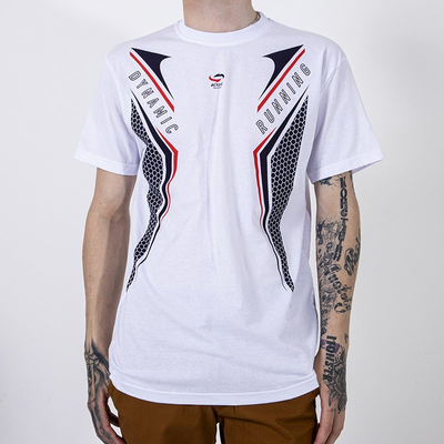 Vyriški balti medvilniniai marškinėliai su įspaudu-Drabužiai