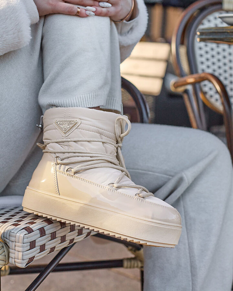 Royalfashion Moteriški auliniai batai a'la sniego batai smėlio spalvos Nevsone