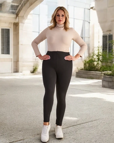 Черные классические женские утепленные леггинсы PLUS SIZE - Одежда