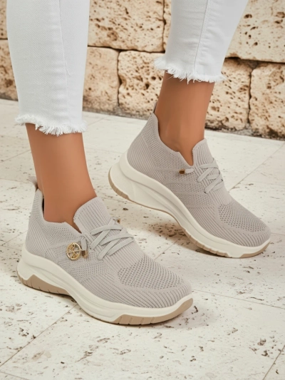 Royalfashion Selene women's sneakers - comfortable white flat-soled shoes