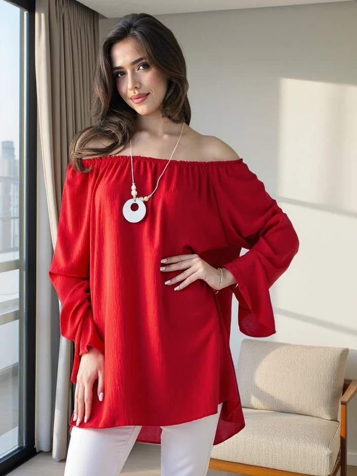 Royalfashion Moteriška bluzonė ispanų stiliaus su raukiniais