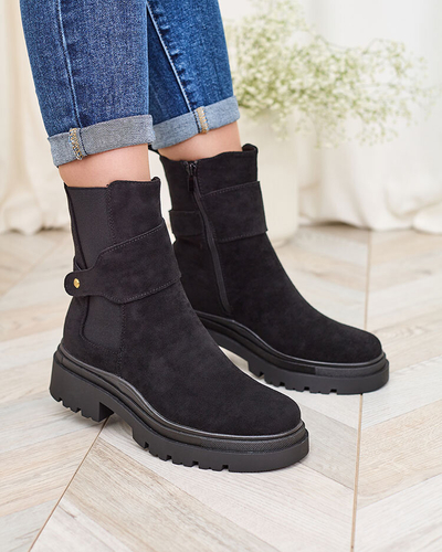 Royalfashion Juodi moteriški batai su dekoratyviniu dirželiu Doasa