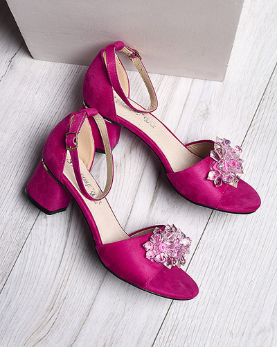 Фуксия женские сандалии на заднике с декоративными кристаллами Cerosso- Footwear