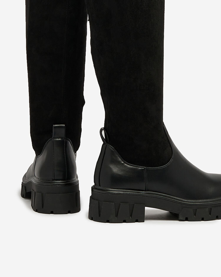 "Royalfashion" Juodi moteriški batai per kelius Retamon