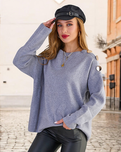Royalfashion Тонкий женский свитер с украшениями на плечах