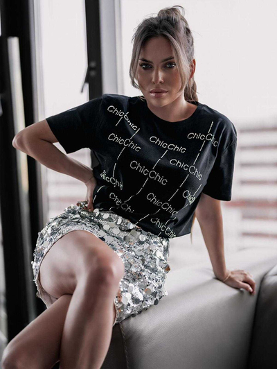Royalfashion Женская футболка с цирконами