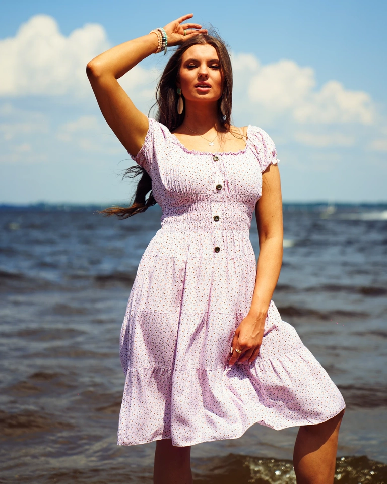 Royalfashion Короткое женское платье с принтом розового цвета