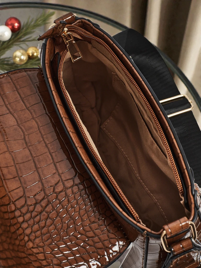 Moteriška rankinė „Aurora“ tamsiai ruda odinė elegantiška