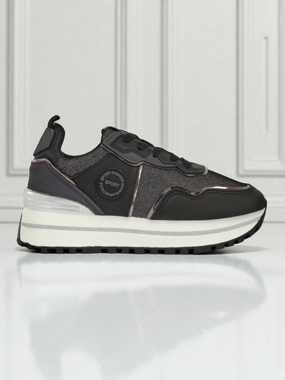 Damskie sneakersy Callista Nero na platformie 4cm, sk\[censored\]ra eko