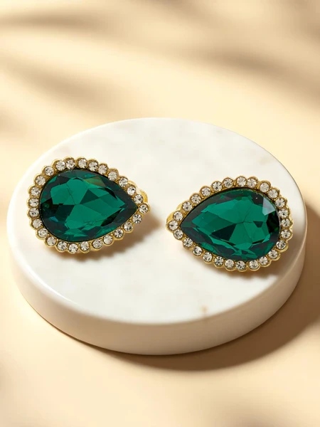 Royalfashion Moteriški auskarai su užspaudžiama sega, su kristalu ir cirkoniu