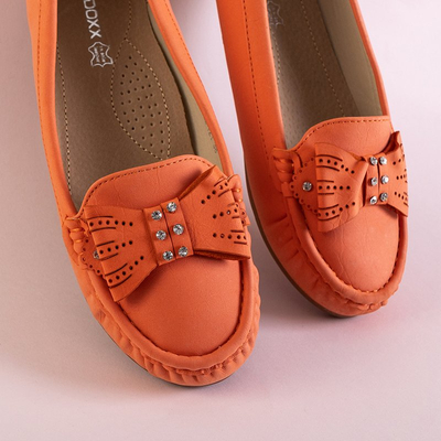 Оранжевые женские мокасины с бантиком Linari
