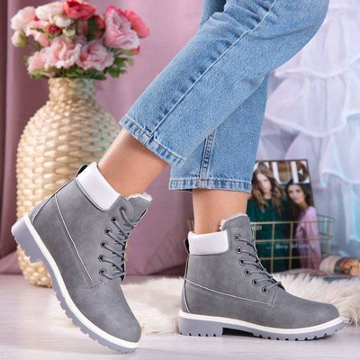 OUTLET Szare trapery z ociepleniem Polar Bear - Obuwie