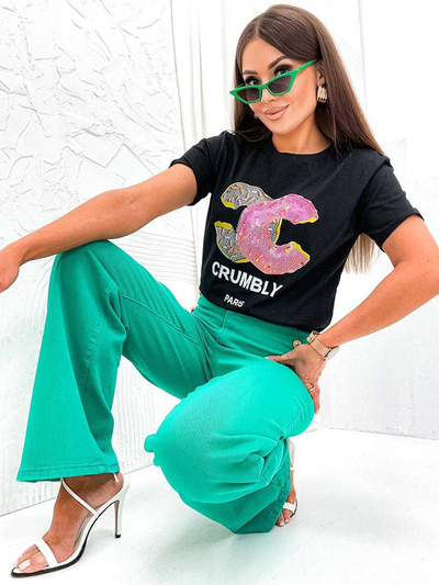 Royalfashion Женская футболка с принтом и цирконами
