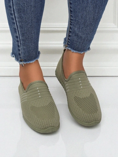 Hypatia Verde Women's Fabric Slip-On Loafers with Flat Sole