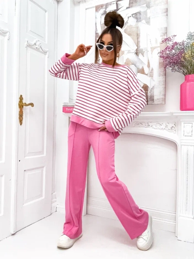 Royalfashion Женский хлопковый полосатый комплект с широкими брюками