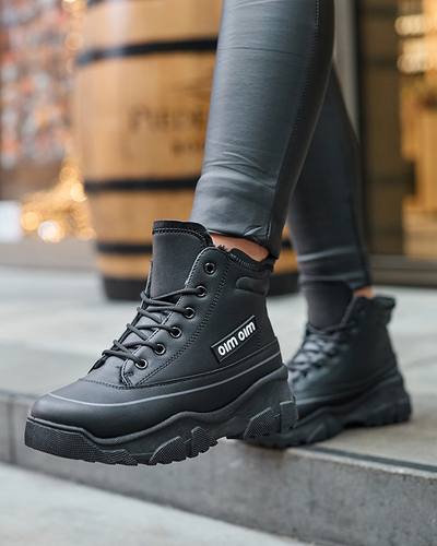 Женские утепленные спортивные ботинки черного цвета Lecvola- Footwear