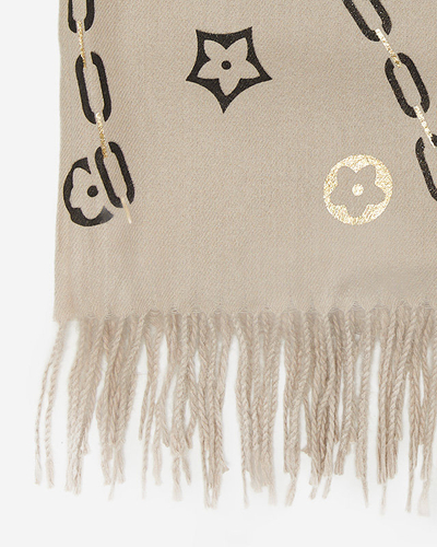 Šviesiai pilkas moteriškas šalikas su raštu - Priedai