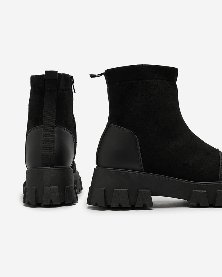 Royalfashion Черные женские сапоги на плоском каблуке Leffoi