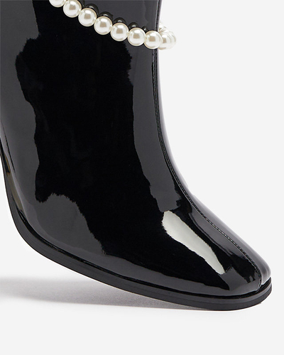 Черные лакированные женские сапоги на высокой шпильке Rassla- Footwear