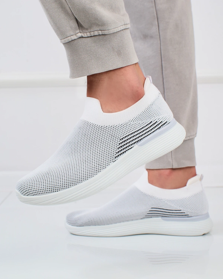 Royalfashion Белые мужские спортивные туфли-слипы Riticas