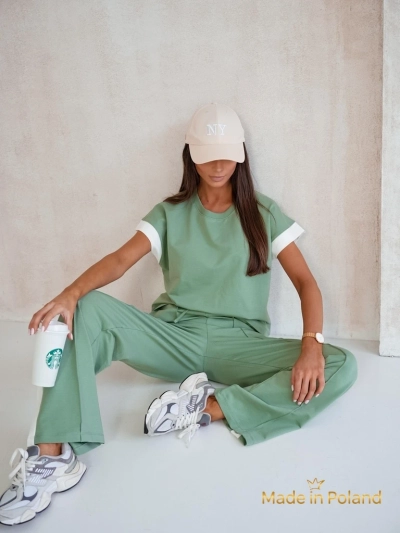 Aurelia Verde – dres khaki bawełna elastan stylowy klasyk włoski