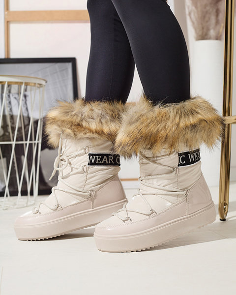 Бежевые женские сапоги-слипы с мехом Lilitsa- Footwear