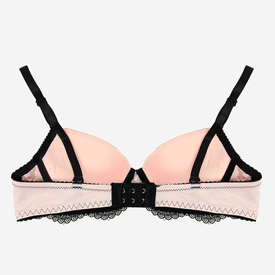 Персиково-черный женский бюстгальтер с кружевом - Нижнее белье