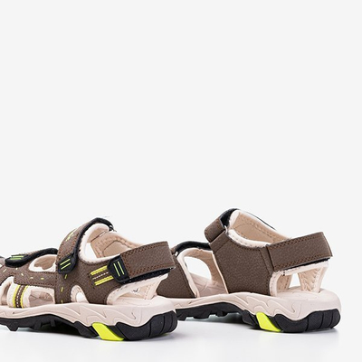 Brązowe dziecięce sportowe sandały z beżowymi wstawkami Krifia - Obuwie