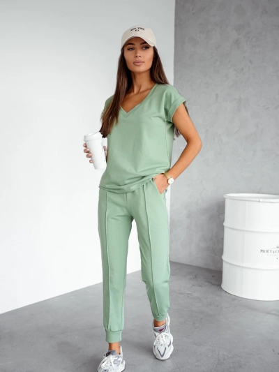 Royalfashion Женский хлопковый повседневный комплект с короткими рукавами