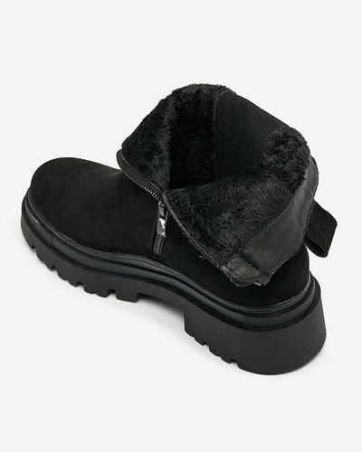 Royalfashion Juodi moteriški batai su dekoratyviniu dirželiu Doasa