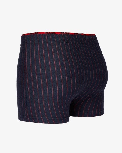 "Royalfashion" Navy blue vyriški boksininko šortai su raudonais dryžiais