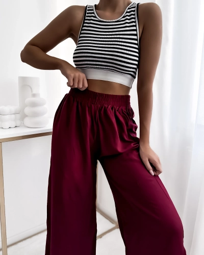 Royalfashion Бордовые женские брюки-кюлоты 7/8