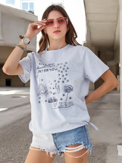 Royalfashion Moteriška medvilninė bliusonė su užrašu