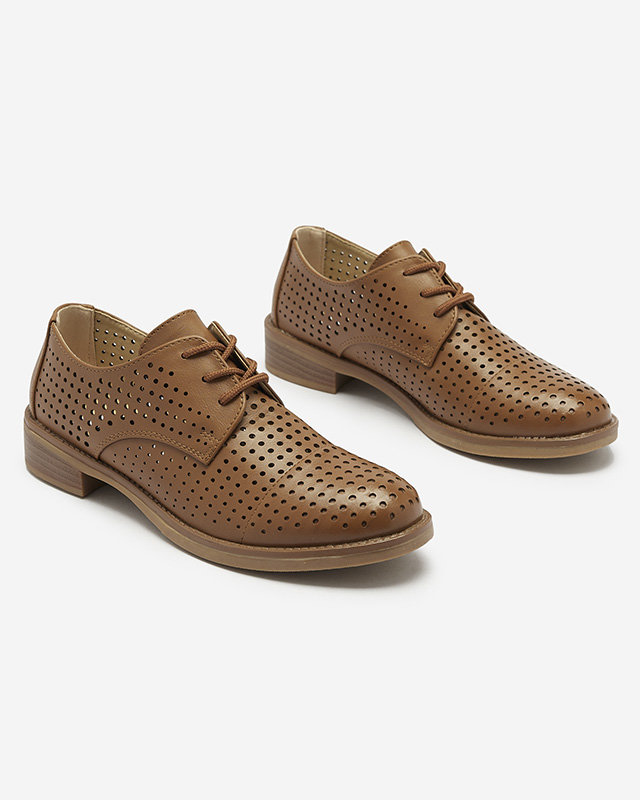 Ажурные коричневые женские полуботинки из эко-кожи Azedvo- Footwear